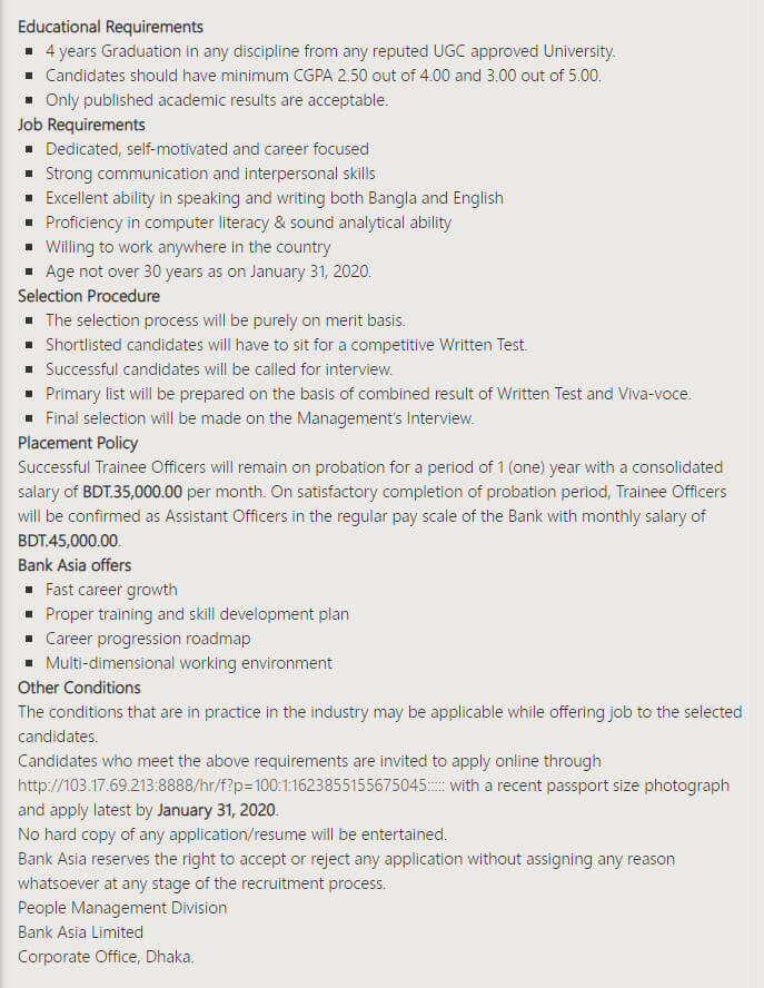 Bank Asia Job Circular & Career 2020 (Apply Today) 2 Bank Asia Job Circular & Career 2020 (Apply Today)